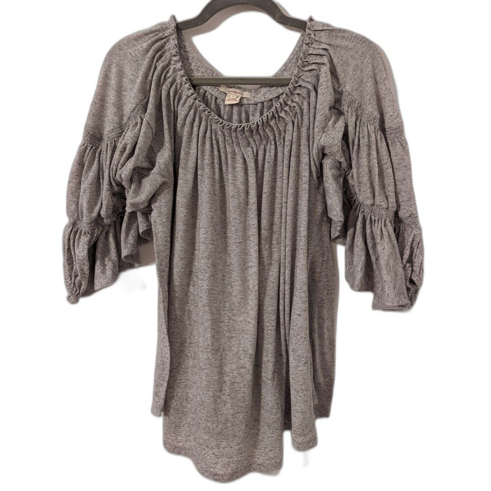 SUNDANCE Sweet Serenade Top Blouse Pintuck 3/4 Sleeves Size Medium Linen Blend